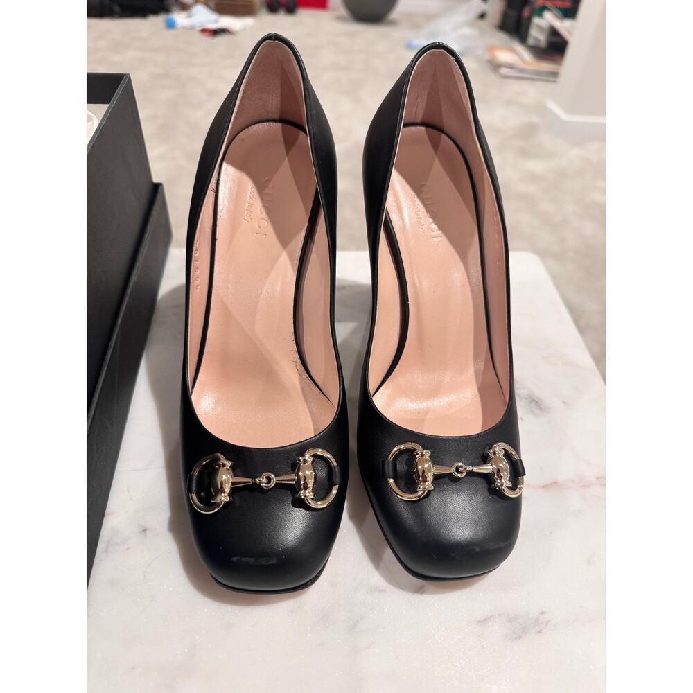 Gucci Leather Horsebit Black Heels, EU 34, 10/10